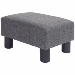 HOMCOM Ottoman Foot Rest  Small Foot Stool with Linen Fabric Upholstery and Plastic Legs  Cube Ottoman for Living Room  Charc ...