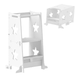 Qaba 2 in 1 Toddler Tower  Toddler Step Stool  Kids Kitchen Stool Helper with Safety Rail  Bathroom  Sink  Kitchen & Counter Step Stool for Toddlers 3