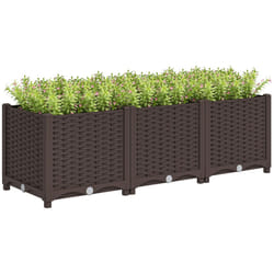 Outsunny 4 x 1 x 1 ft Raised Garden Bed  Indoor Outdoor Plastic Planter Box with Drainage Holes for Vegetables  Herbs  Flowers & Succulents  Brown