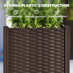 Outsunny 4 x 1 x 1 ft Raised Garden Bed  Indoor Outdoor Plastic Planter Box with Drainage Holes for Vegetables  Herbs  Flowers & Succulents  Brown