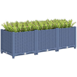 Outsunny 4 x 1 x 1 ft Raised Garden Bed  Indoor Outdoor Plastic Planter Box with Drainage Holes for Vegetables  Herbs  Flowers & Succulents  Blue