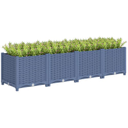 Outsunny 5 x 1 x 1 ft Raised Garden Bed  Indoor Outdoor Plastic Planter Box with Drainage Holes for Vegetables  Herbs  Flowers & Succulents  Blue