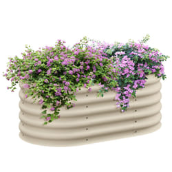 Outsunny 3.5' x 2' x 1.4' Galvanized Raised Garden Bed Kit  Outdoor Metal Elevated Planter Box with Safety Edging  Easy DIY Stock Tank for Growing Flo