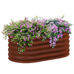 Outsunny 3.5' x 2' x 1.4' Galvanized Raised Garden Bed Kit  Outdoor Metal Elevated Planter Box with Safety Edging  Easy DIY Stock Tank for Growing Flo
