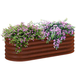 Outsunny 5' x 2' x 1.4' Galvanized Raised Garden Bed Kit  Outdoor Metal Elevated Planter Box with Safety Edging  Easy DIY Stock Tank for Growing Flowe