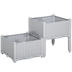 Outsunny 2 Piece Raised Garden Bed with Legs  Self-Watering Planter Box Raised Bed to Grow Flowers  Herbs & Vegetables  Gray