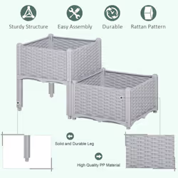 Outsunny 2 Piece Raised Garden Bed with Legs  Self-Watering Planter Box Raised Bed to Grow Flowers  Herbs & Vegetables  Gray