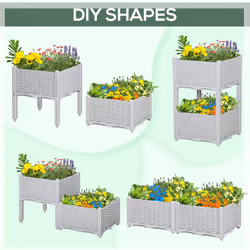 Outsunny 2 Piece Raised Garden Bed with Legs  Self-Watering Planter Box Raised Bed to Grow Flowers  Herbs & Vegetables  Gray