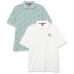 Amazon Essentials Disney  Marvel  Star Wars Mens Regular-Fit cotton Pique Polo Shirt  Pack of 2  Mickey Peace  Medium