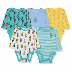 Amazon Essentials Baby girls Disney Marvel Star Wars Long-Sleeve Bodysuits Pack of 5 Princess Wish Preemie