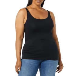 Amazon Essentials Women's Slim-Fit Thin Strap Tank  Pack of 2  Black/Light Sage Green  X-Large