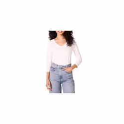 Amazon Essentials Women's Classic-Fit 3/4 Sleeve V-Neck T-Shirt (Available in Plus Size), Pack of 2, White, 3XL Plus