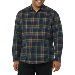 Amazon Essentials Mens Long-Sleeve Flannel Shirt (Available in Big & Tall)  Dark NavyBrown  Plaid  Small