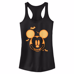 Disney Friends Halloween Mickey Carving Juniors Racerback Tank  Black