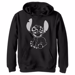 Disney Boy's Negative Stitch Hoodie  Black  Large