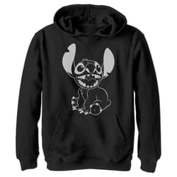 Disney Boy's Negative Stitch Hoodie  Black  Large