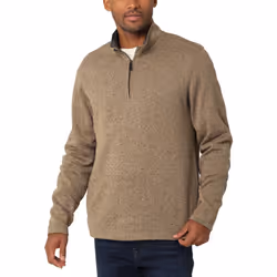 Wrangler Authentics Men's Long Sleeve Fleece Quarter-Zip Petrified Oak Large