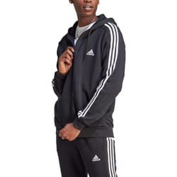 adidas Men's Essentials Fleece 3-Stripes Full-Zip  Black  Medium