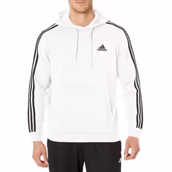 adidas Men's Essentials Fleece 3-stripes Hoodie White X-Large