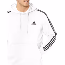 adidas Men's Essentials Fleece 3-stripes Hoodie  White  X-Large