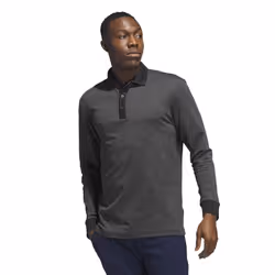 adidas Men's Essentials Long Sleeve Polo Shirt  Black Melange  Medium