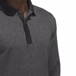 adidas Men's Essentials Long Sleeve Polo Shirt  Black Melange  Medium