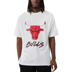 New Era Mens Chicago Bulls NBA Script Short Sleeve T-Shirt Tee Top - White - S, White