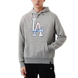 New Era Mens Los Angeles Dodgers Doube Logo Pullover Hoody Hoodie - Grey - S, Grey