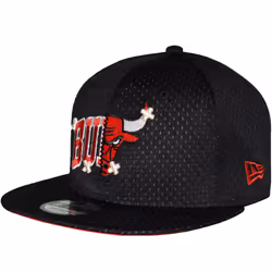 New Era Chicago Bulls NBA 9FIFTY Half Stitch Baseball Cap Hat - Black - ML, Black