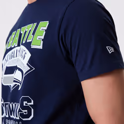 New Era Mens Seattle Seahawks NFL Team Wordmark T-Shirt Tee Top - Navy - S, Navy