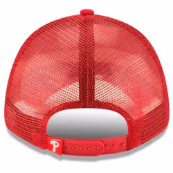 New Era MLB The League 9FORTY Team Color Primary Logo Mesh Trucker Adjustable Hat Cap One Size Fits All - Philadelphia Phillies Red