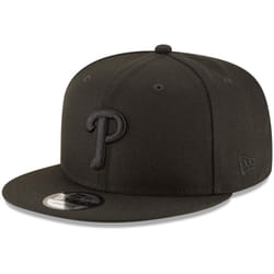 New Era MLB 9FIFTY Black Black Primary Logo Team Adjustable Snapback Hat Cap One Size Fits All - Philadelphia Phillies Black