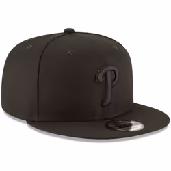 New Era MLB 9FIFTY Black Black Primary Logo Team Adjustable Snapback Hat Cap One Size Fits All - Philadelphia Phillies Black