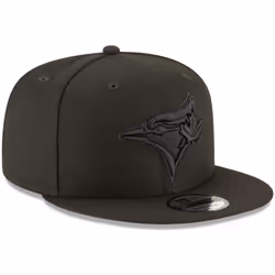 New Era MLB 9FIFTY Black Black Primary Logo Team Adjustable Snapback Hat Cap One Size Fits All - Toronto Blue Jays Black