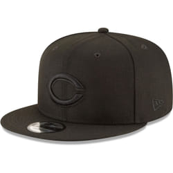 New Era MLB 9FIFTY Black Black Primary Logo Team Adjustable Snapback Hat Cap One Size Fits All - Cincinnati Reds Black