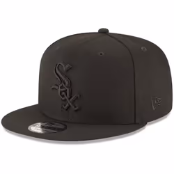 New Era MLB 9FIFTY Black Black Primary Logo Team Adjustable Snapback Hat Cap One Size Fits All - Chicago White Sox Black