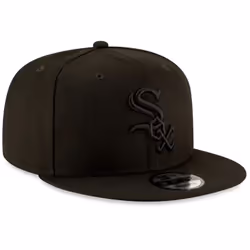 New Era MLB 9FIFTY Black Black Primary Logo Team Adjustable Snapback Hat Cap One Size Fits All - Chicago White Sox Black
