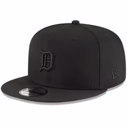 New Era MLB 9FIFTY Black Black Primary Logo Team Adjustable Snapback Hat Cap One Size Fits All - Detroit Tigers Black