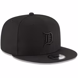 New Era MLB 9FIFTY Black Black Primary Logo Team Adjustable Snapback Hat Cap One Size Fits All - Detroit Tigers Black