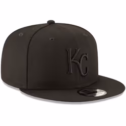 New Era MLB 9FIFTY Black Black Primary Logo Team Adjustable Snapback Hat Cap One Size Fits All - Kansas City Royals Black