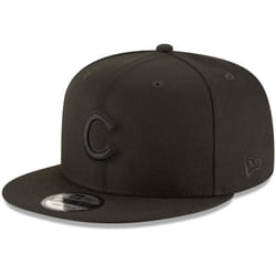 New Era MLB 9FIFTY Black Black Primary Logo Team Adjustable Snapback Hat Cap One Size Fits All - Chicago Cubs Black