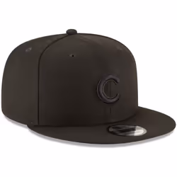 New Era MLB 9FIFTY Black Black Primary Logo Team Adjustable Snapback Hat Cap One Size Fits All - Chicago Cubs Black