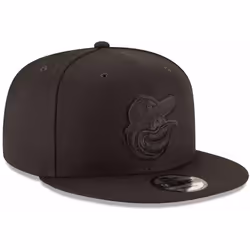 New Era MLB 9FIFTY Black Black Primary Logo Team Adjustable Snapback Hat Cap One Size Fits All - Baltimore Orioles Black