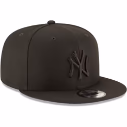 New Era MLB 9FIFTY Black Black Primary Logo Team Adjustable Snapback Hat Cap One Size Fits All - New York Yankees Black