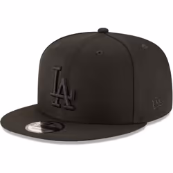 New Era MLB 9FIFTY Black Black Primary Logo Team Adjustable Snapback Hat Cap One Size Fits All - Los Angeles Dodgers Black