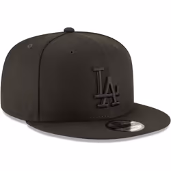 New Era MLB 9FIFTY Black Black Primary Logo Team Adjustable Snapback Hat Cap One Size Fits All - Los Angeles Dodgers Black