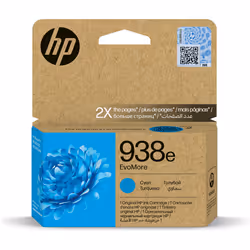 HP 938e EvoMore Cyan Original Ink Cartridge, High (XL) Yield, Cyan, 1 pc(s), 1650 pages, Single pack