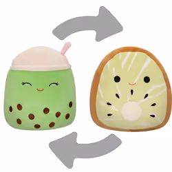 Squishmallows Original 8-Inch Kachina Kiwi and Sevda Boba Drink FlipAMallows - Official Jazwares Plush