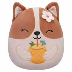 Squishmallows Regina the Brown and White Corgi w/Pineapple 7.5" Plush Soft Toy