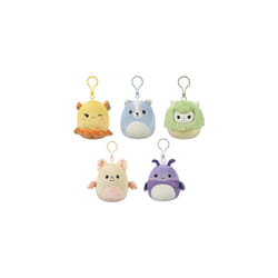 SQCR05530 3.5 Inch Clip-On 5 Pack-Blue Skunk, Cream Bat, Purple Beetle, Lime Greem Llama, Yellow Dumbo Octopus, Multicolour
